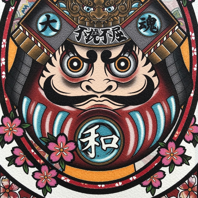 尾九 画 赤武者ダルマ 不撓不屈 大和魂 サイズ フレーム付き qcomic