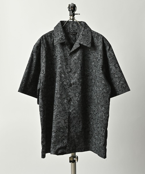 Garcon Wave Loose monotone flower open collar shirt made in Japan (BLK) GWS6230 (DEPROID sponsored brands)
