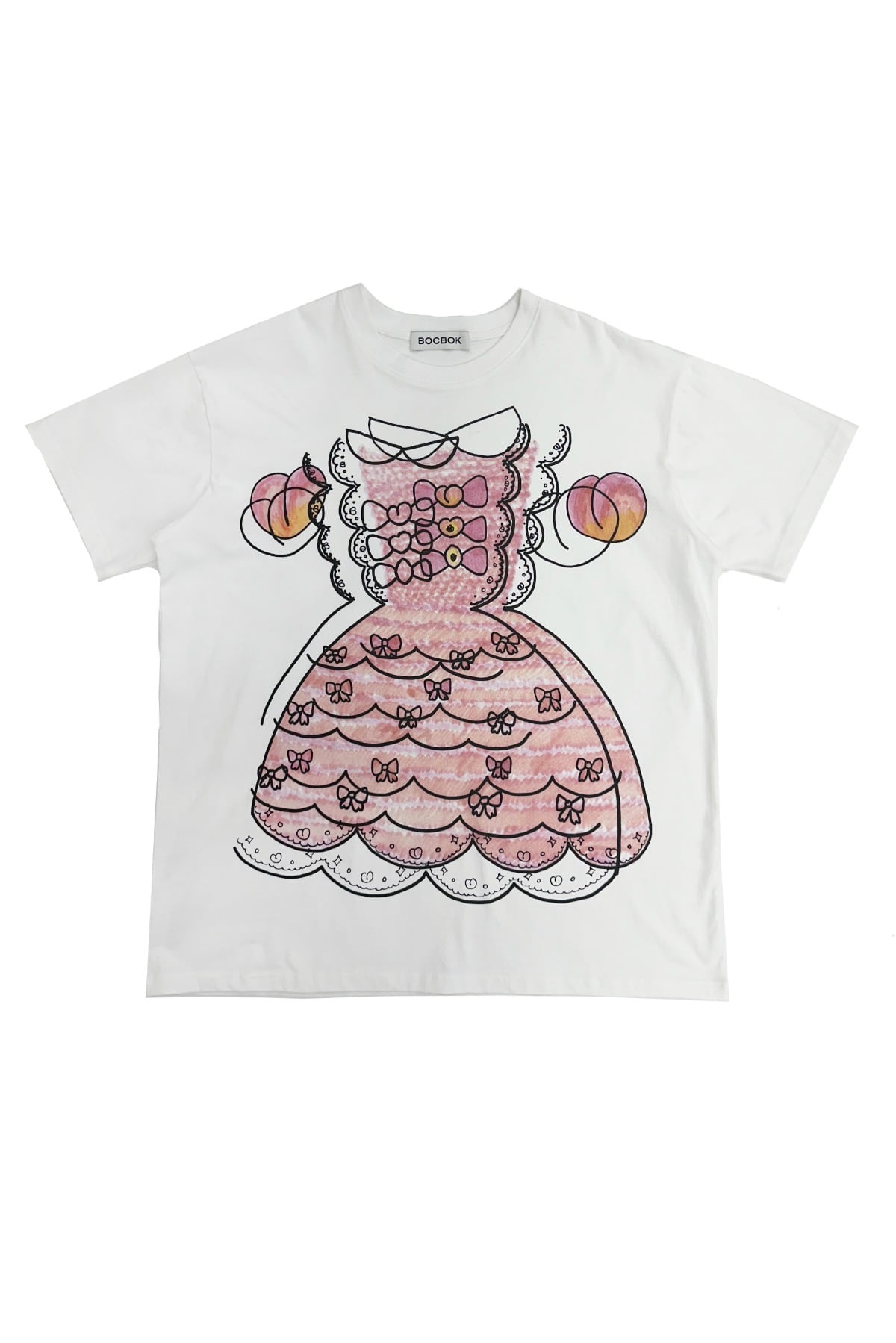 トップス BOCBOK PEACH GONGJU OVERSIZED T-SHIRT BOCBOK] PEACH GONGJU OVERSIZED T-SHIRT (WHITE) 正規品 韓国ブランド