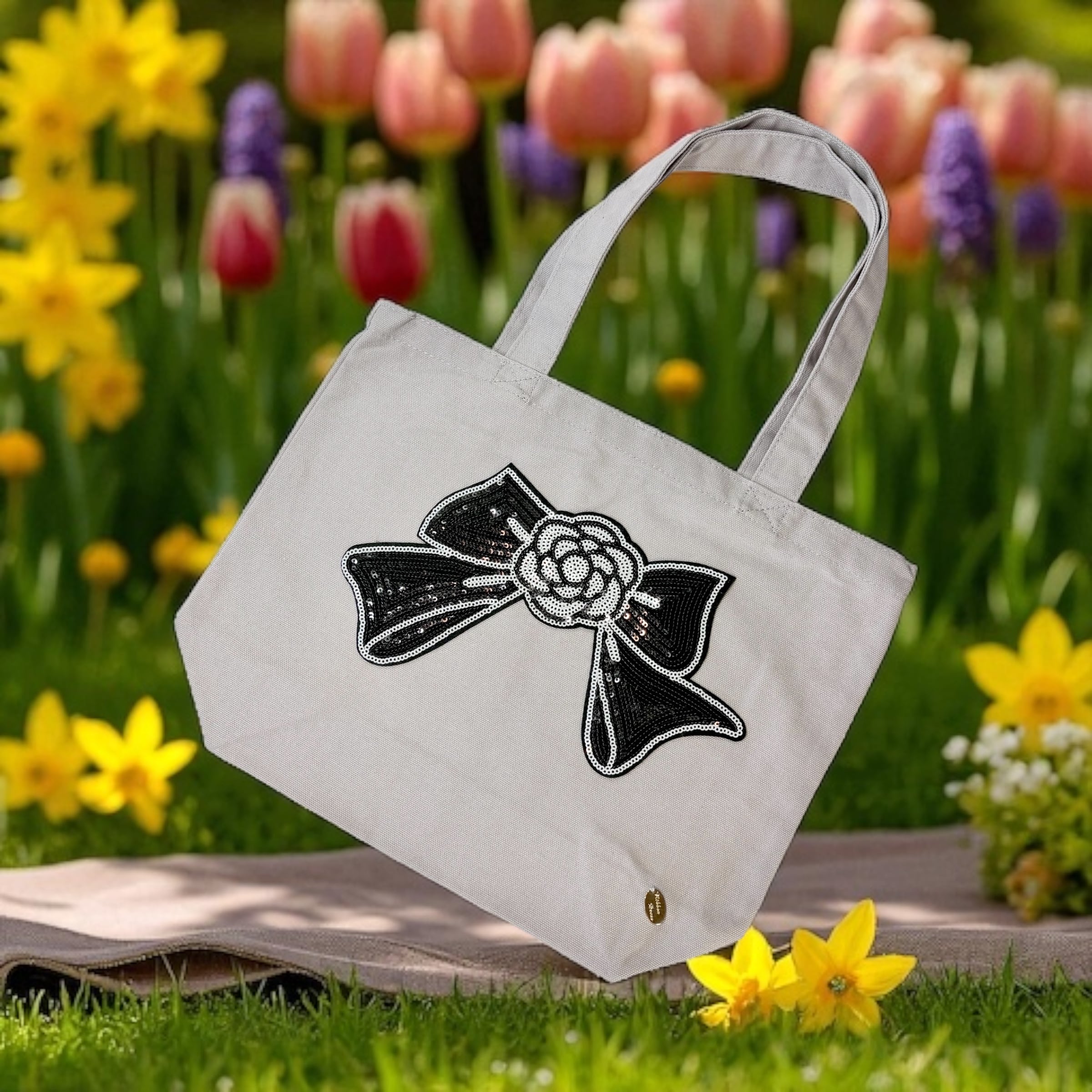 CLOSE SALE★BG0313 肩かけできる☆トートSワイド☆《カメリアキラキラワッペン》