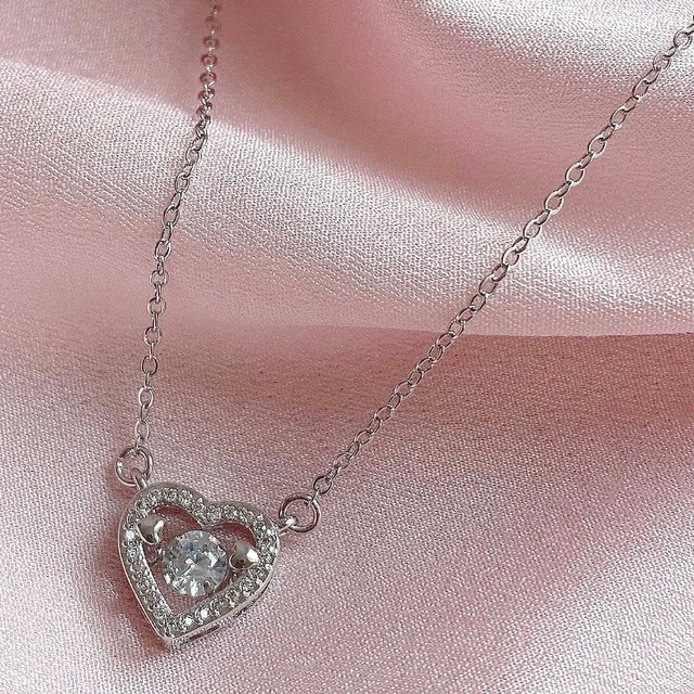 open heart pave necklace