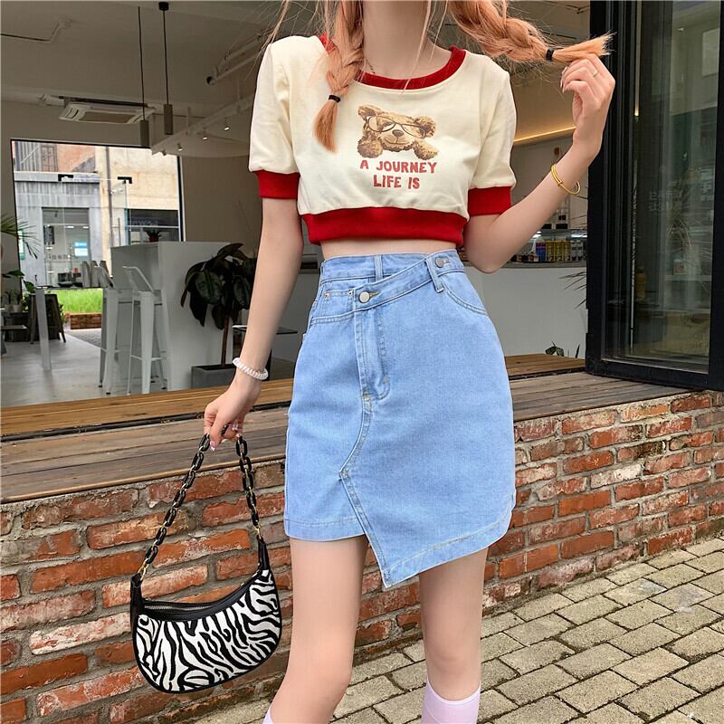 スカート サマーバックルハイウェストウェストAライン 夏物 クレセントシティ11263850267