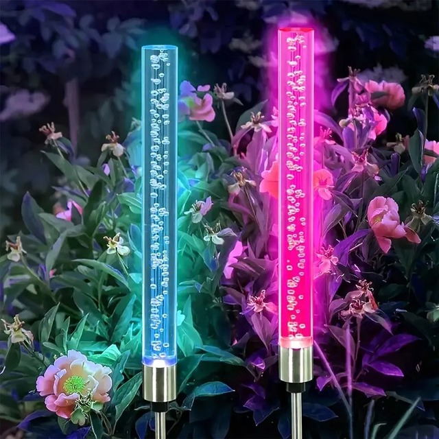 ガーデン ライト 円柱型 レインボー 7色 ソーラー 充電 おしゃれ かわいい ディスプレイ パーティ イベント デコレーション 装飾 雑貨