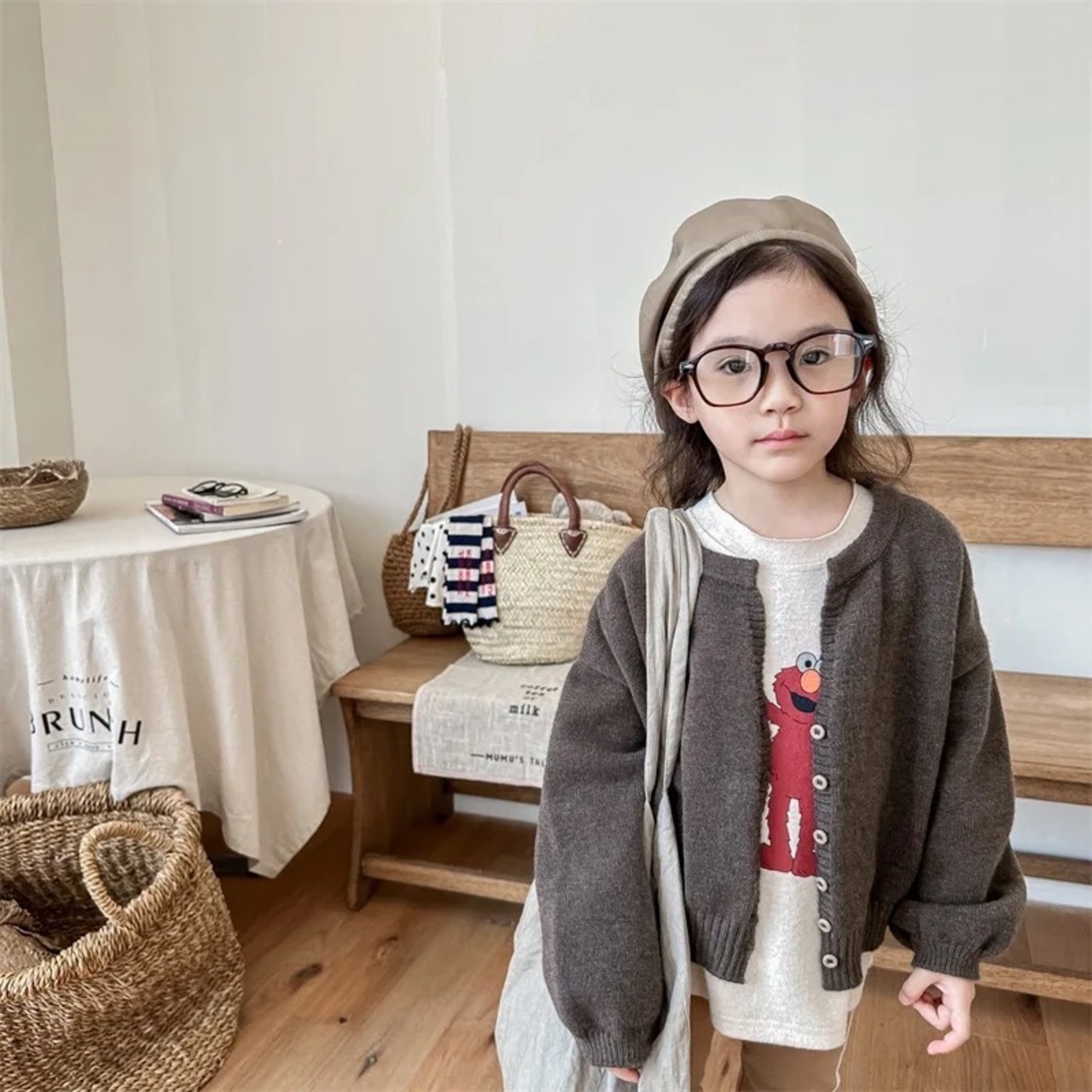 mochimochiカーディガン(ブラウン) 80〜130cm - 9