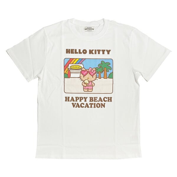 サンリオ ハローキティ 日焼け キティ 半袖Tシャツ(M) アイス アパレル