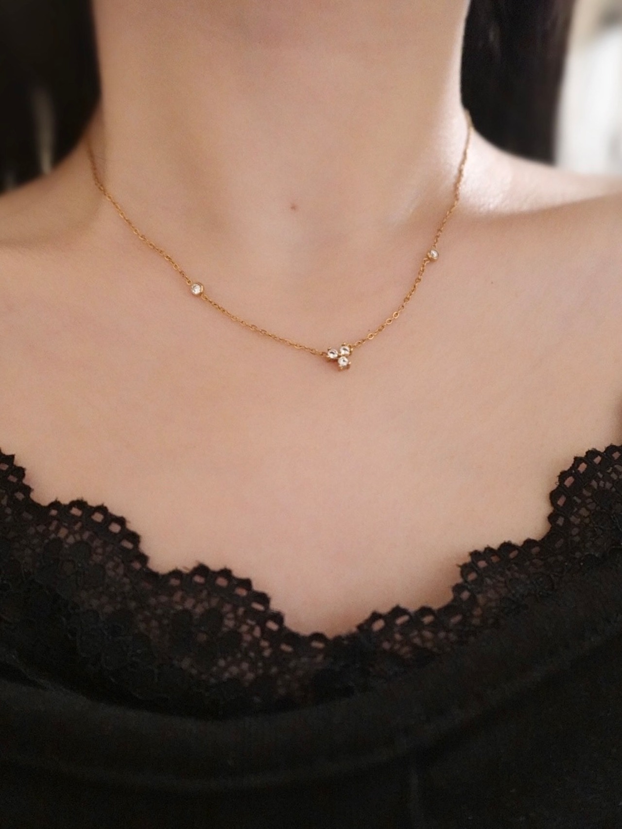 three mini dia necklace