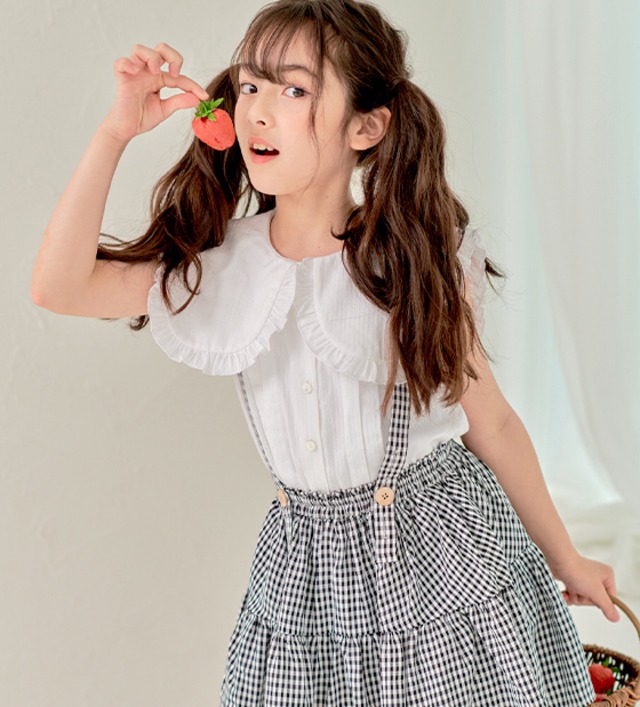 ビッグ襟ノースリーブブラウス〈White〉