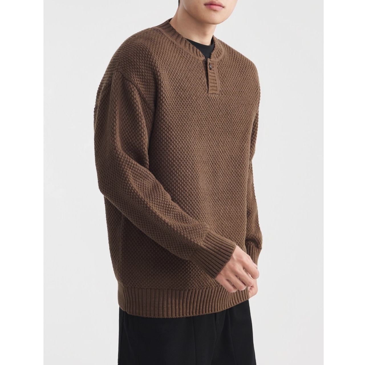 ボタンフロント レギュラーカラーニット af0392