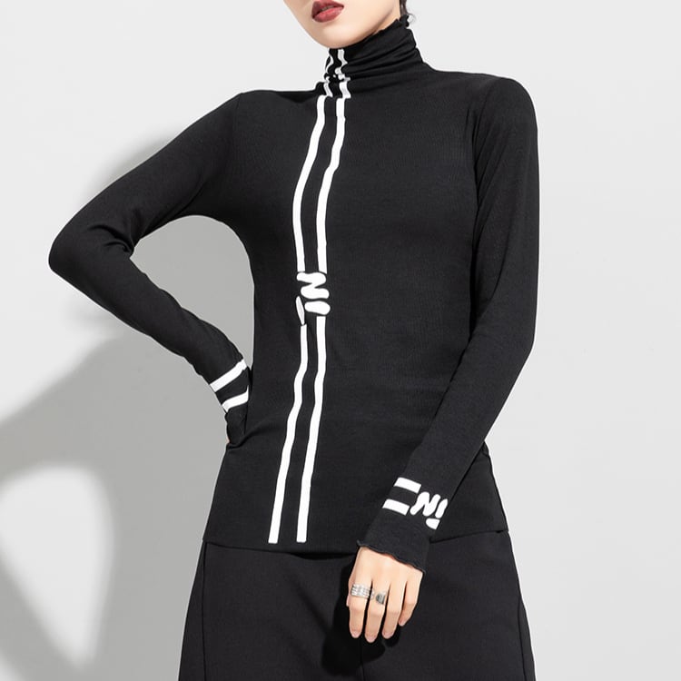 ライン入り タートルネック カットソー R30278