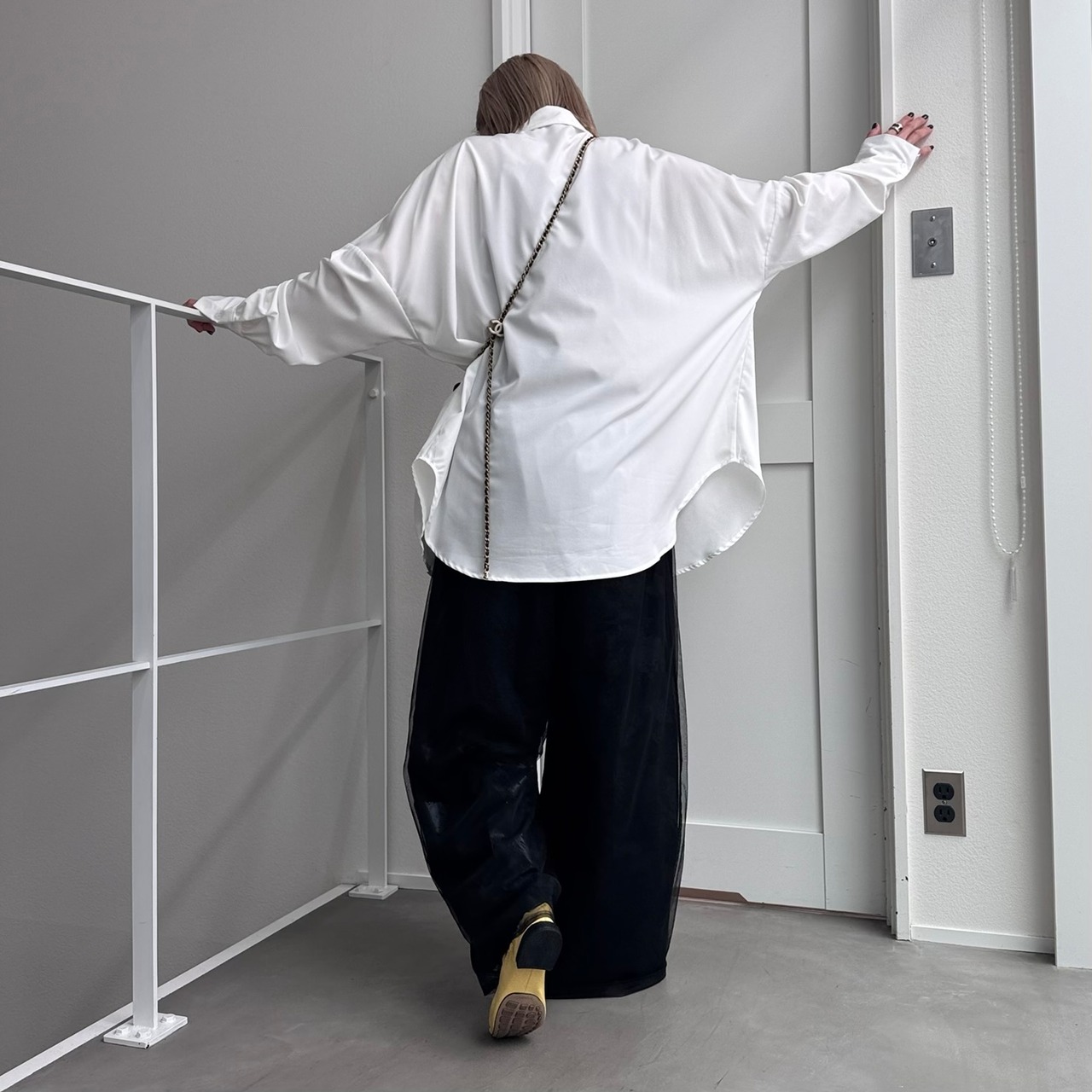 メタリック柄チュールPT/ブラック