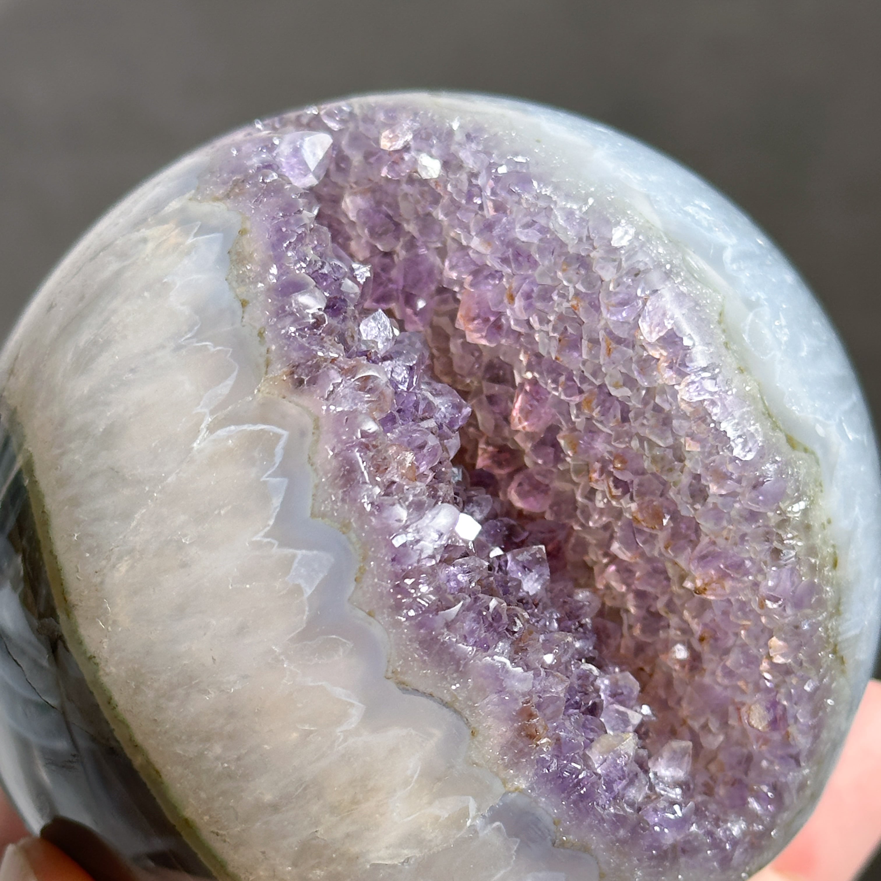 ウルグアイ産アゲート×アメジスト スフィア（丸玉）52◇Agate×Amethyst