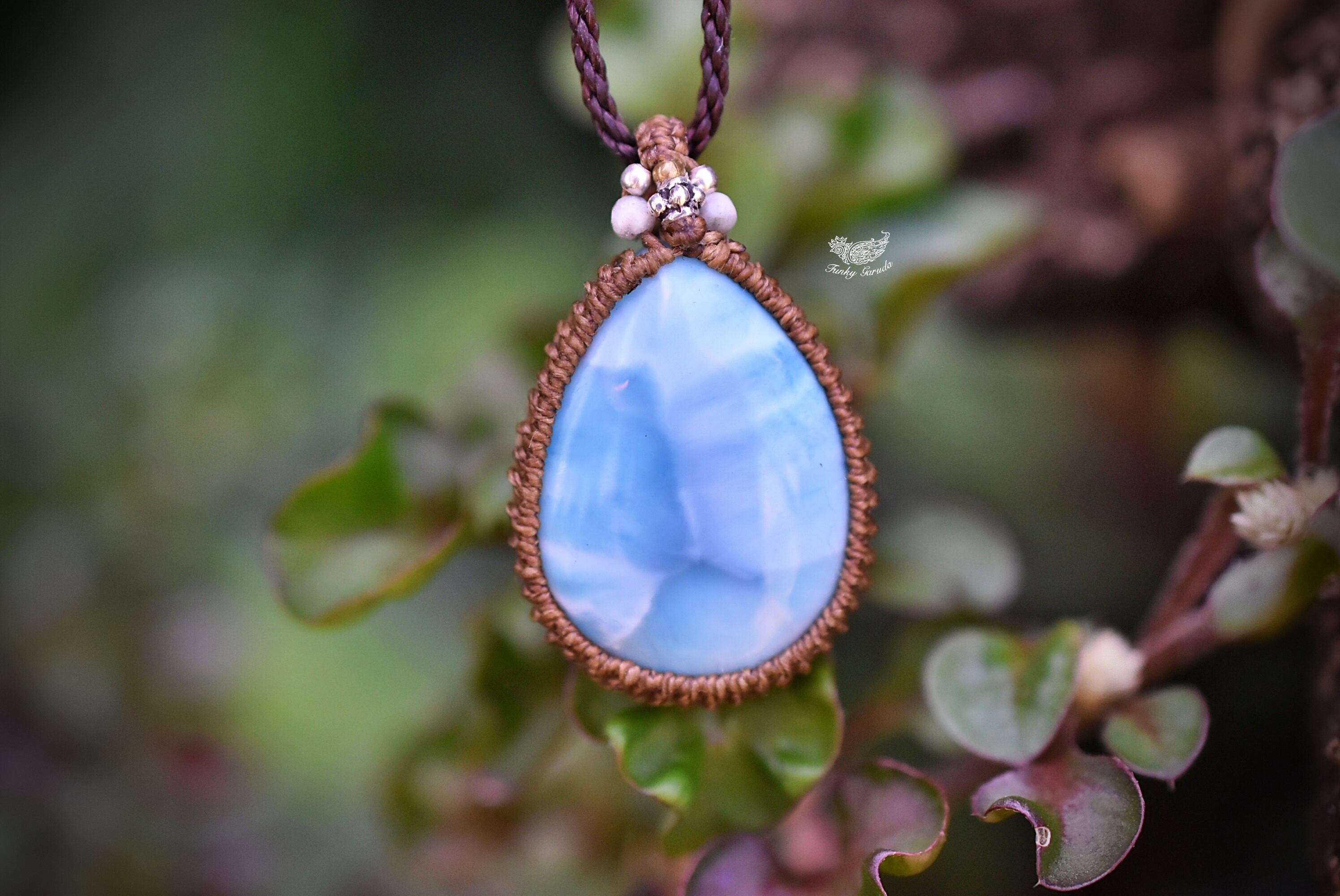 良質中粒☆ラリマー マクラメネックレス1052 | Funky garuda