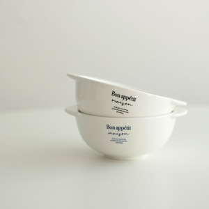 petit dejeuner soup bowl 2colors 3type / プティ デジュネ スープボウル レタリング 皿 韓国 インテリア 雑貨