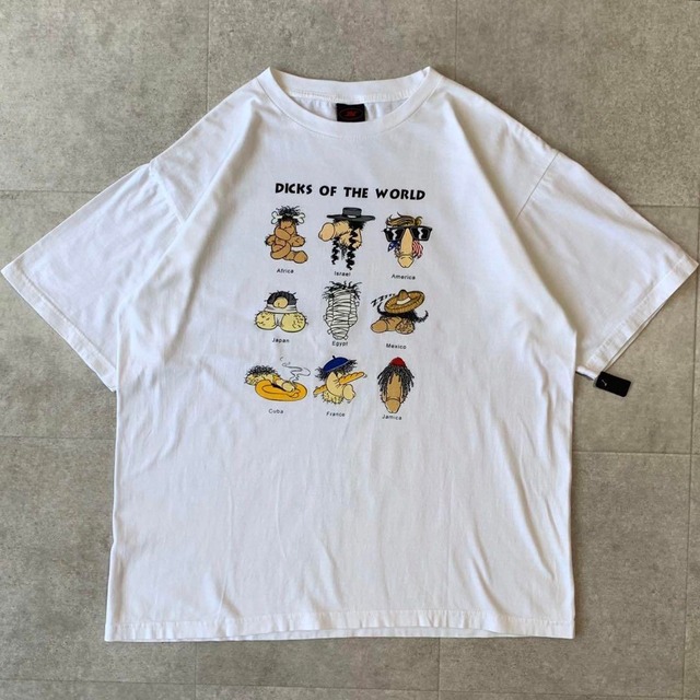 レア　エロT ジョークT Tシャツ 半袖　白　ホワイト　L 古着　ネタ