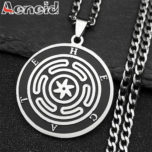 ペンダント ネックレス  ステンレス ギリシャ シルバー レディース メンズ 神話 ヘカテ 車輪 ウィール レター