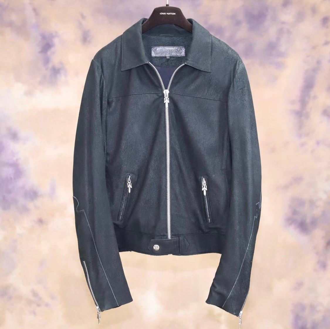 CHROME HEARTS クロムハーツCARMALITA デストロイ シングルライダースジャケット アウター ブルゾン