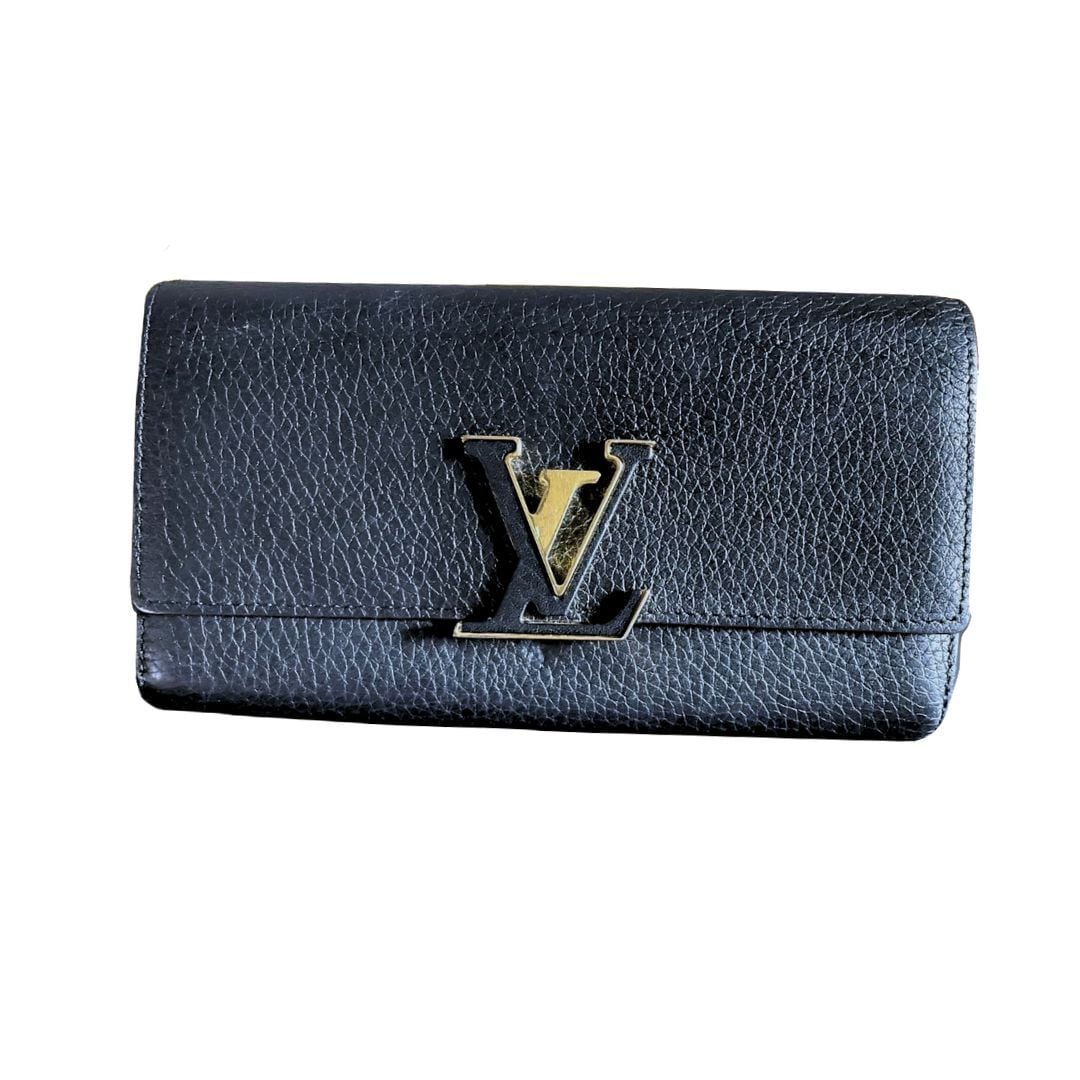 ルイヴィトン LOUIS VUITTON 長財布
 LVロゴ ポルトフォイユカプシーヌ M61248 ブラック