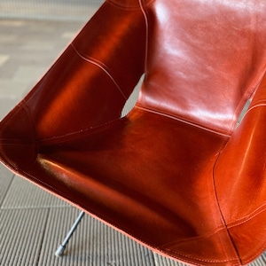 【kawais】 leather chair seat<Souther>_Red brown