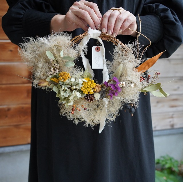 hiba Dried Flower Wreath 　ドライフラワーリース