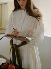 Fleurette Embroidery Lace Puff Sleeve Blouse F0840
