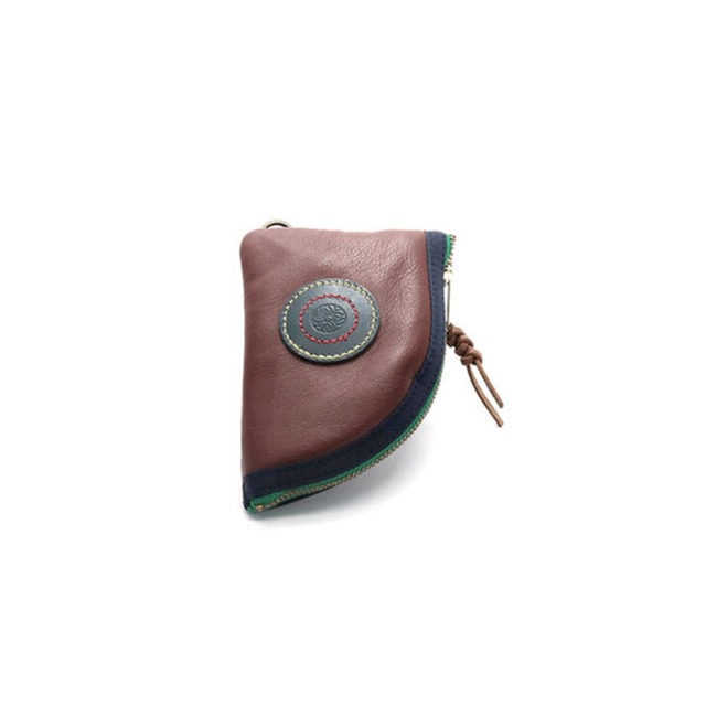 ミニ財布：Leather knife-shape pocket wallet |バーガンディ レザー