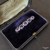 アンティークジュエリー 天然アメシスト 5連バーブローチ (ソーティングメモ付)