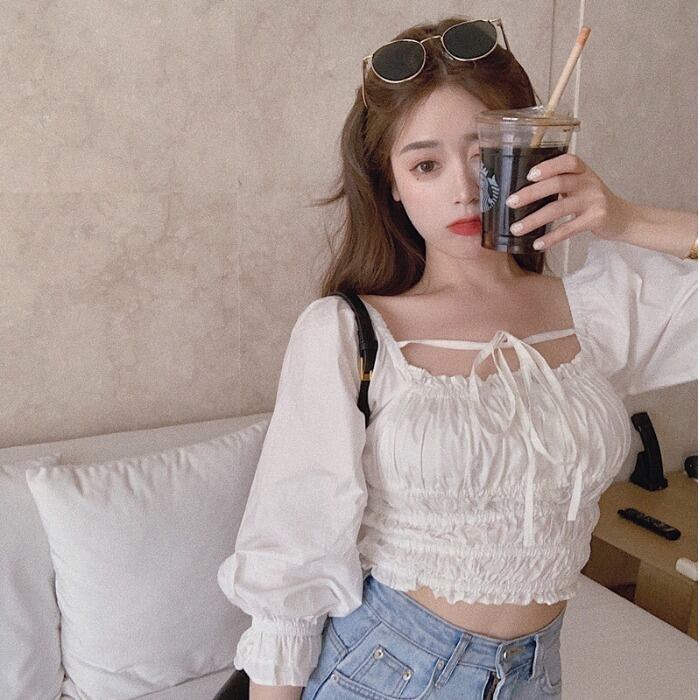 サマースタイルショートシフォンシャツ ウェスト半袖スリーブレディース ハーフスリーブ 大人ガーリー スウィート キュート カジュアル 夏物 ドラファッションホール65008735169