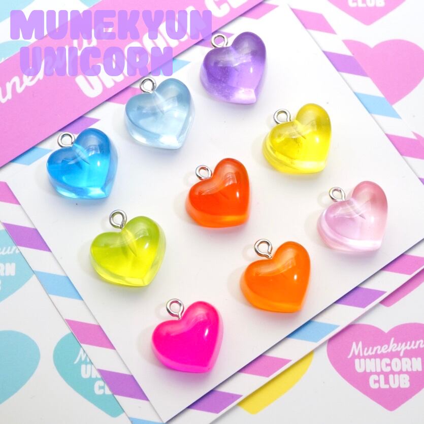 D490【1個】フック付き ハートゼリーチャーム | デコパーツとビーズ