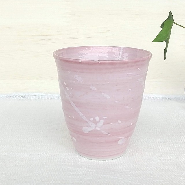 秀島窯作　光彩釉　銀河　焼酎カップ　（ピンク）
