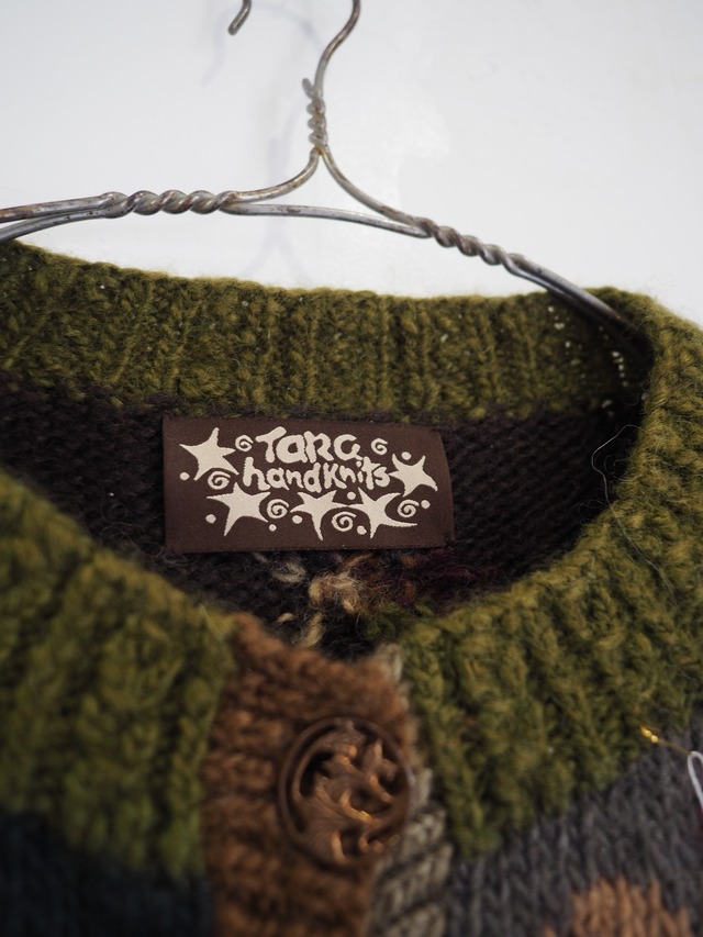 1990‘s Made in Nepal Tarc Handknits Patterned Wool Knit Cardigan