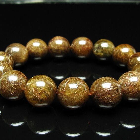 ルチルクォーツ ブレスレット 15mm ブロンズルチル ブレス 一点物 111-50792