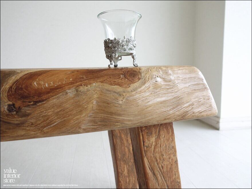 プリミティブオールドチークベンチ K1 椅子 スツール 古材家具 一枚板