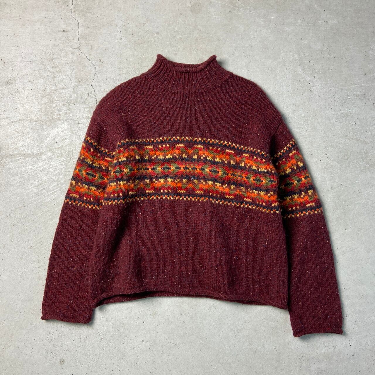 Abercrombie & Fitch アバクロ 総柄 ウールニットセーター ロール 