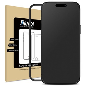 【数量限り】Mothca アンチグレア iPhone 16/iPhone 15対応 ガラスフィルム 強化ガラス 保護フィルム サラサラ タッチ感 ゲームフィルム ガイド枠付き 液晶 日本旭硝子製素材 指紋防止 反射防止 硬度9H 飛散防止 キズ防止 衝撃吸収 撥油性 疎水 アンチグレアフィルム