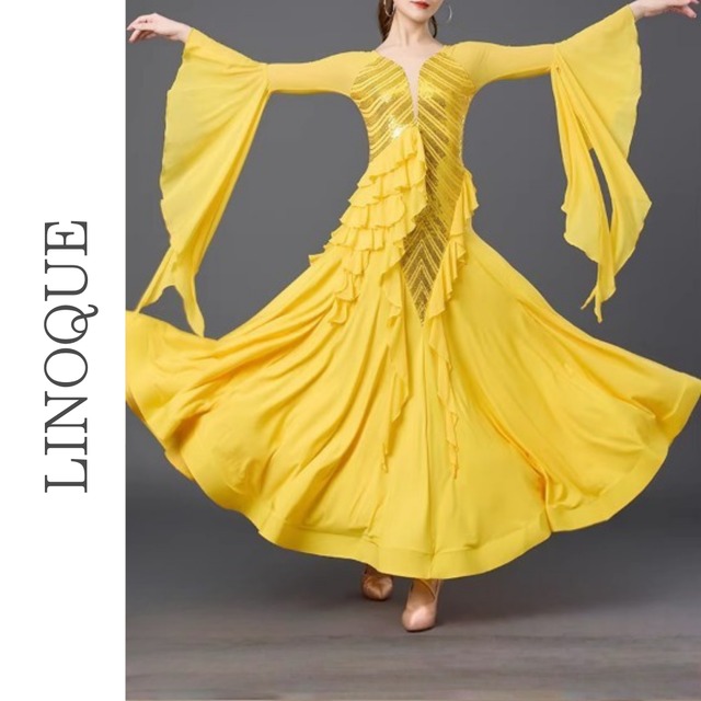 スパンコールフリルロングドレス 3color 【L00019】