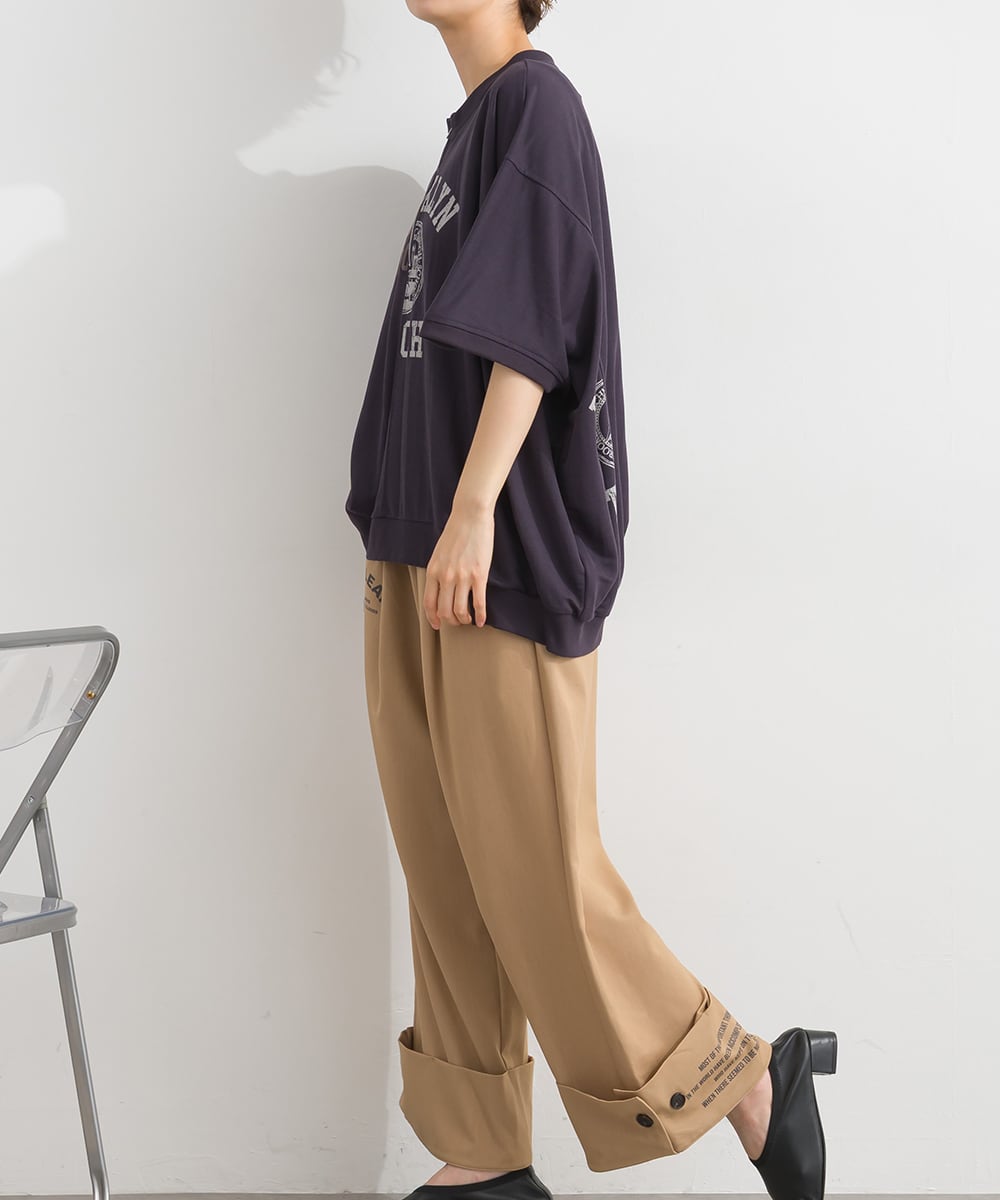 J262076 【接触冷感シリーズ】リメイク風ドルマンハーフZIPプリント