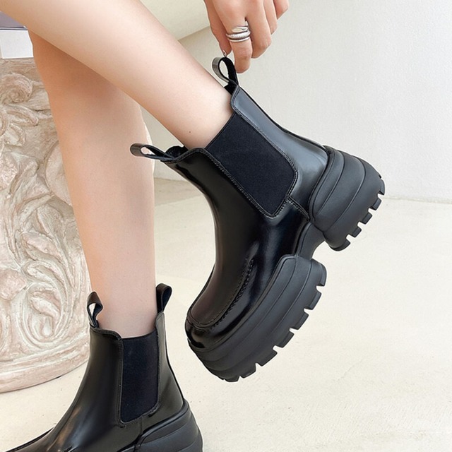 【34-40】Platform side gore boots 　M1368