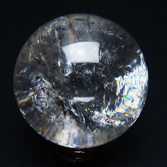 水晶 丸玉 虹入り 57mm スフィア 置物 水晶玉 一点物 151-8831