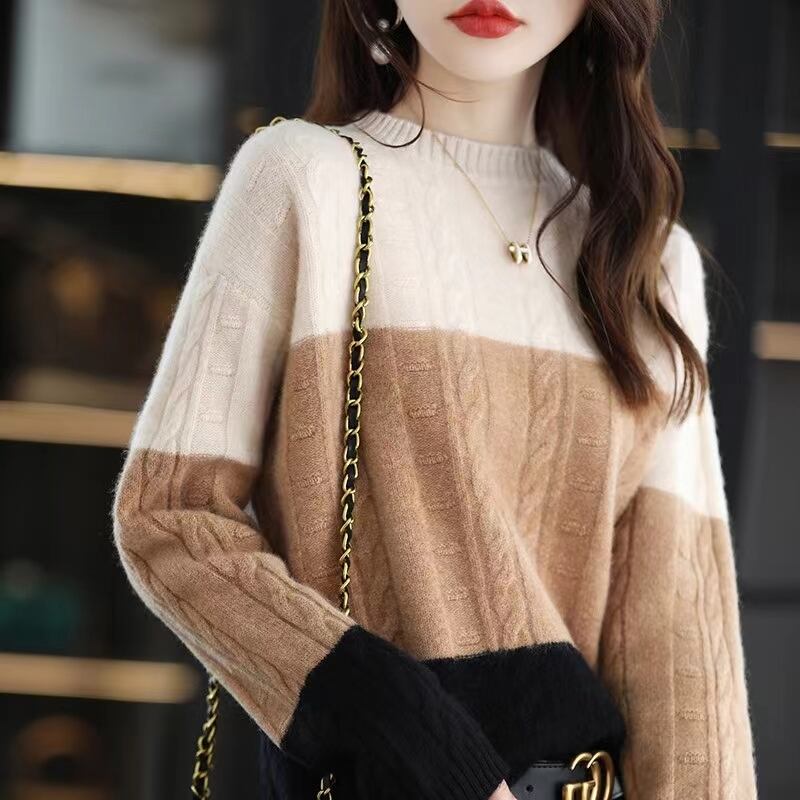 トップス レディース ニット セーター プルオーバー 長袖 袖あり ラウンドネック 配色 かわいい 大人可愛い きれいめ シンプル カジュアル 大人 おしゃれ お洒落 こなれ感 キュート 主役級 存在感 抜け感 ボーダー柄 秋 冬 10代 20代 30代 40代 OL 通勤 学生 通学 デート お出かけ 女子会 休日 着回し 普段使い 韓国 韓国系 送料無料 ファッション コーデ スタイル モテ 体型カバー トレンド 流行 S M L XL 2XL 3XL キャメル グリーン ブルー レッド