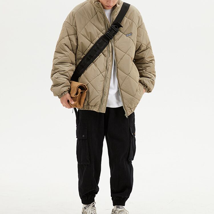 ★RETRO LOZENGE COTTON STAND COLLAR COAT　　　20372