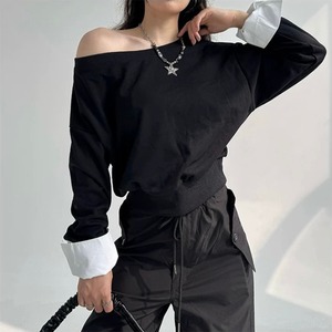 contrast sleeve sweatshirt la2123