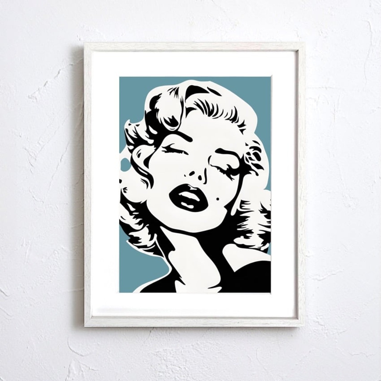 Monroe Love｜ブルーグレーが映えるモダンポップアートポスター｜上品で洗練された空間を彩るおしゃれインテリアA2ポスター