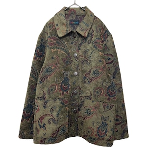 『美品 VINTAGE  a' la carte paisley flower design gobelins jacket』USED 古着 ヴィンテージ 総柄 ペイズリー フラワー 花柄 ゴブラン ジャケット