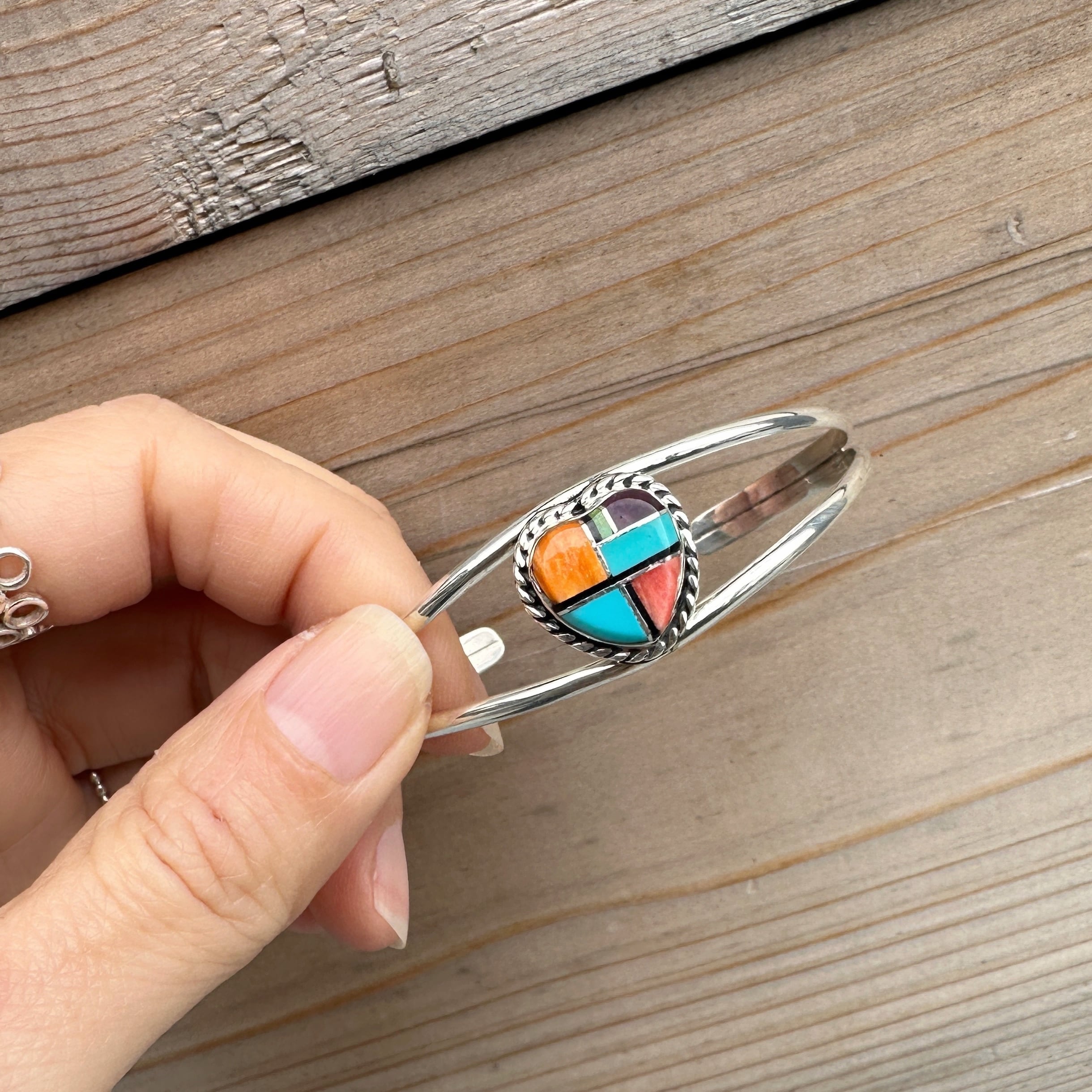 Indian Jewelry 》 ターコイズ モザイク ハート型 バングル | 【公式