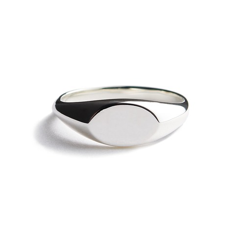 Ellipse polished silver ring