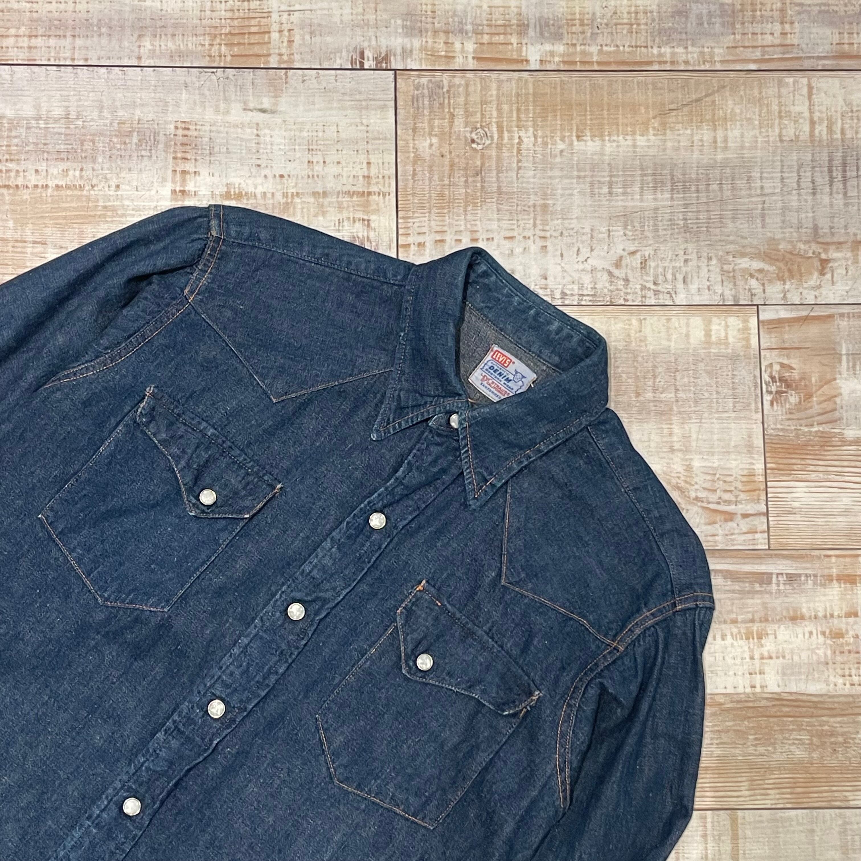 50年代 L位 LEVI'S Short Horn Denim Western Shirts リーバイス