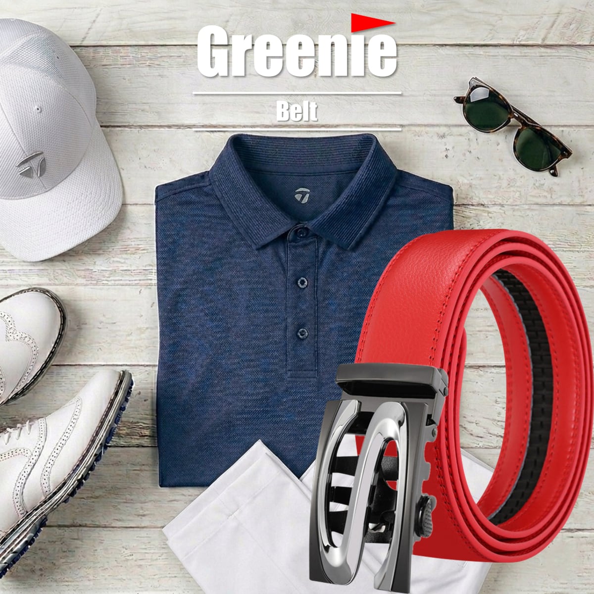 Greenie (グリーニー) ベルト ゴルフ Golf オートロック PUレザー