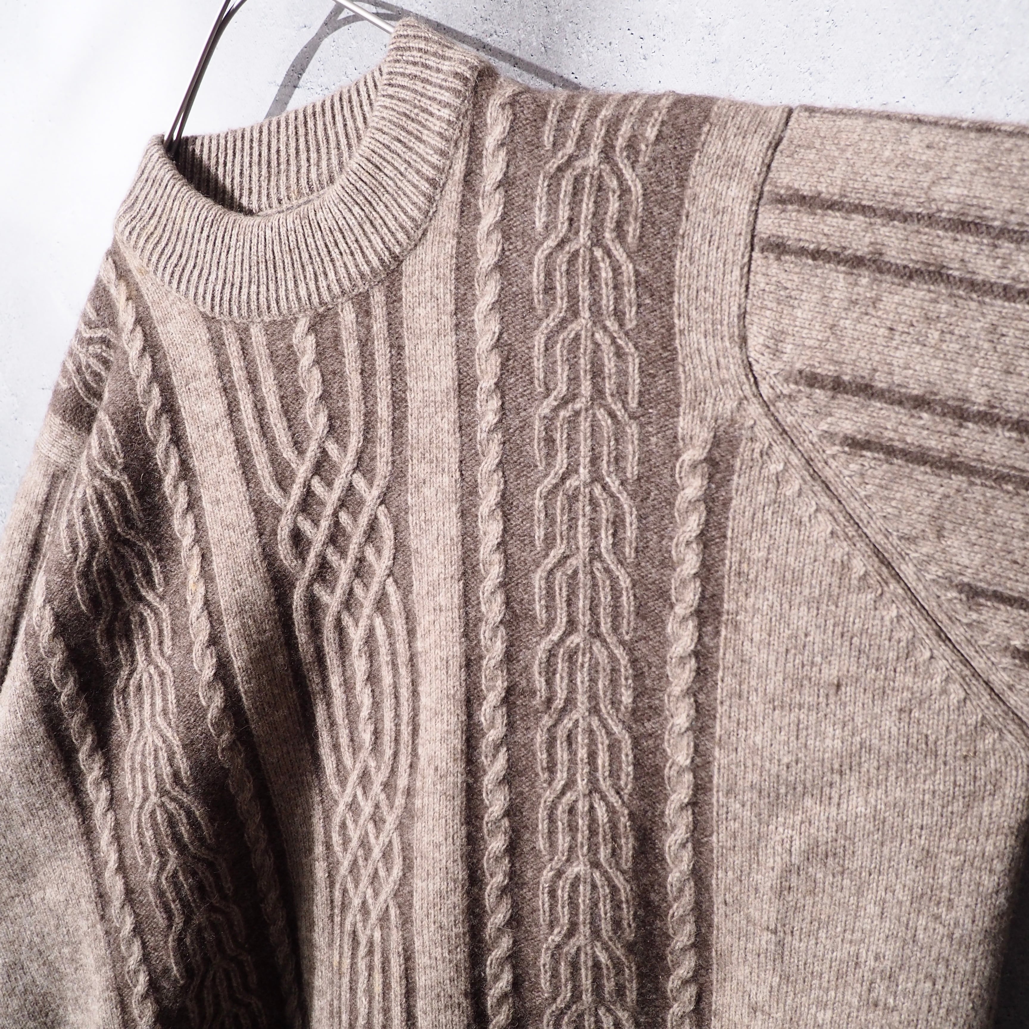 1990s " Cashmere mix " Twist Rope pattern vintage knit