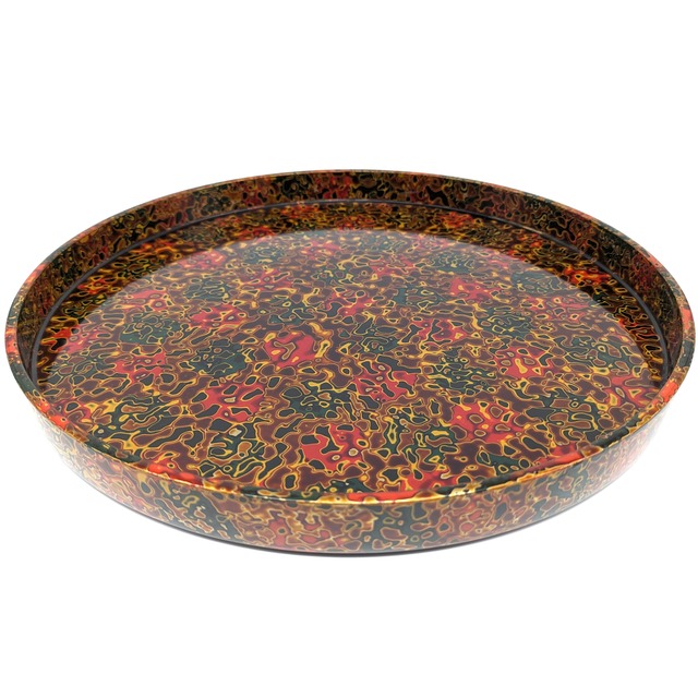 津軽塗（唐塗）バカ塗り・丸盆・お盆・トレー・漆器・No.240613-08・梱包サイズ80