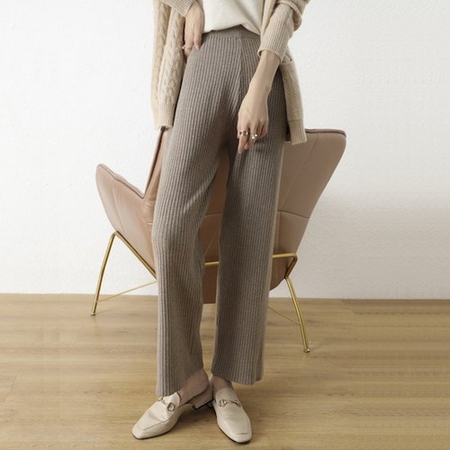 リブパンツ レディース ワイドパンツ ニットパンツ ゆったり パンツ ワイド ロング フレア フレアボトムス ハイウエスト リブニットパンツ おしゃれ リブパンツ レディース ワイドパンツ ニット